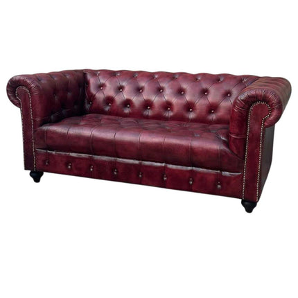 Oxford Leather Chesterfield Sofa ☆Maroon