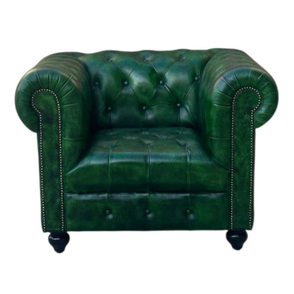 Oxford Chesterfield Leather Armchair ☆Green
