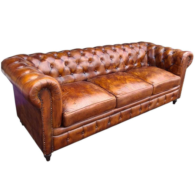 Worcester leather Chesterfield Sofa ☆ Walnut Brown