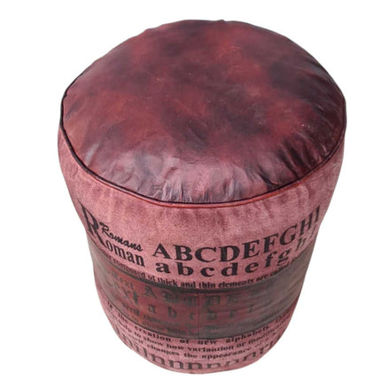 Roman Leather & Canvas Pouffee