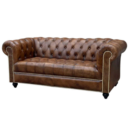 Oxford Leather Chesterfield Sofa ☆Cigar Brown