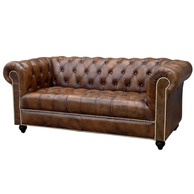 Oxford Leather Chesterfield Sofa ☆Cigar Brown