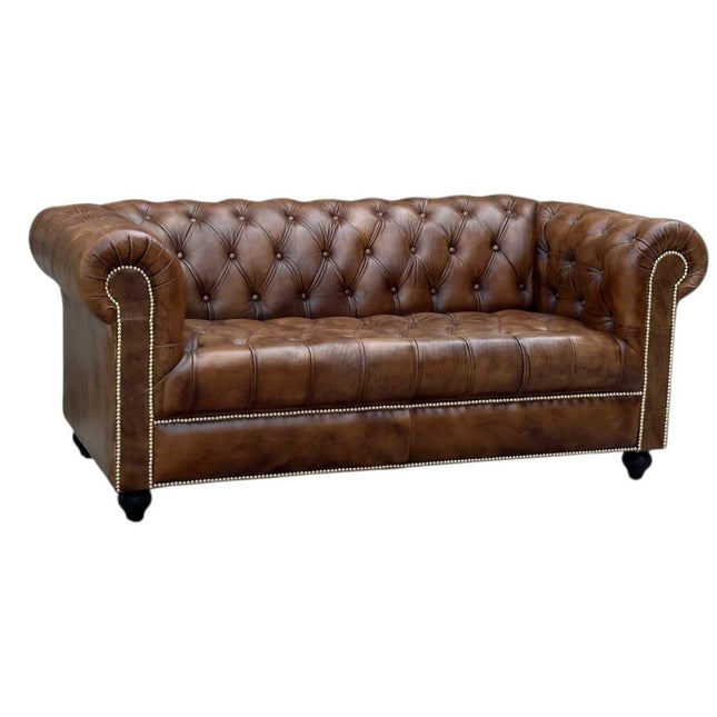 Oxford Leather Chesterfield Sofa ☆Cigar Brown