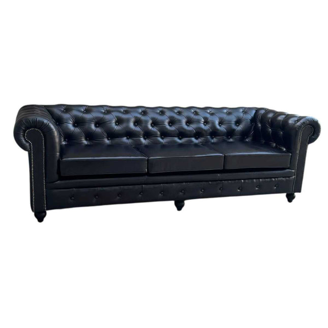 Worcester Leather Chesterfield Sofa ☆ Black