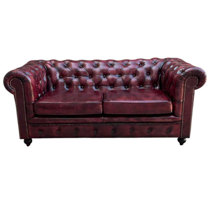 Worcester Leather Chesterfield Sofa ☆ Maroon