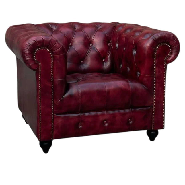 Oxford Leather Chesterfield Amrchair ☆ Maroon
