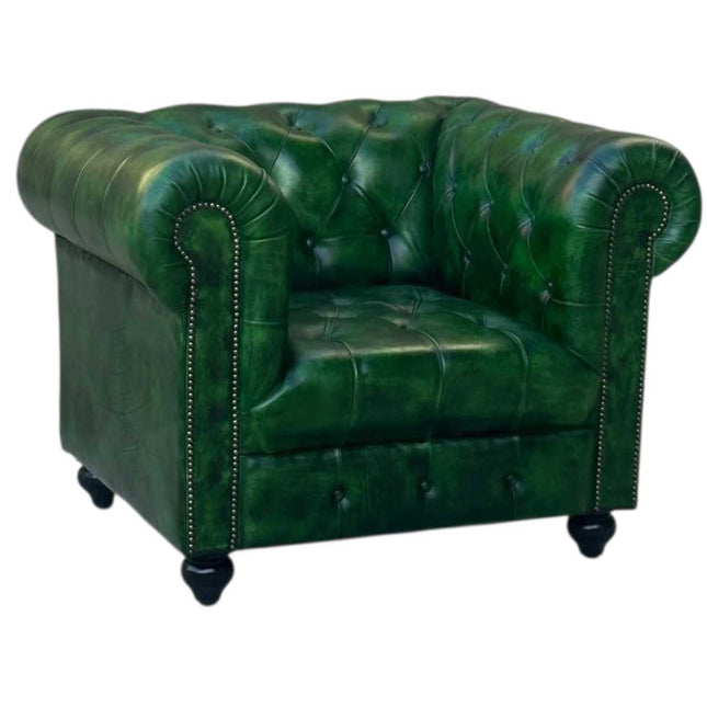 Oxford Chesterfield Leather Armchair ☆Green