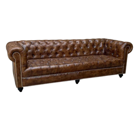 Oxford Leather Chesterfield Sofa ☆Cigar Brown