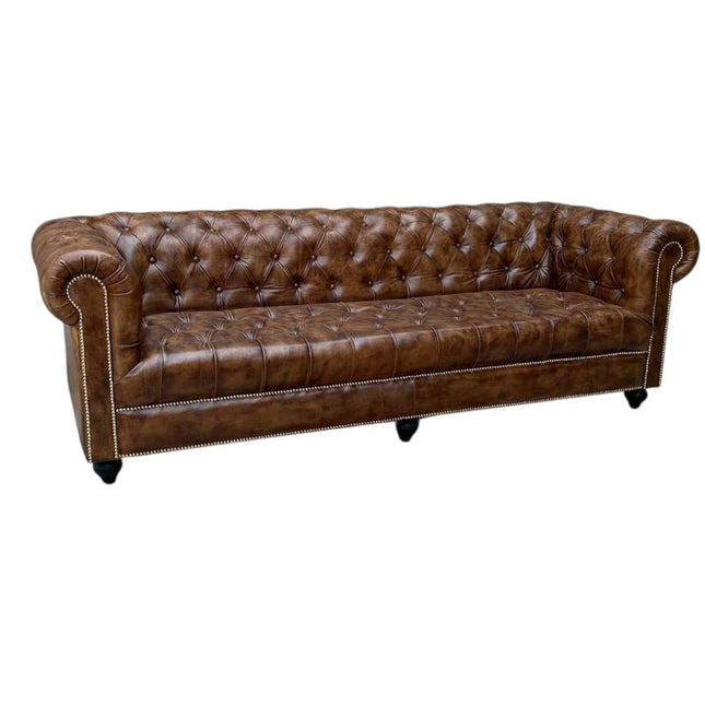 Oxford Leather Chesterfield Sofa ☆Cigar Brown