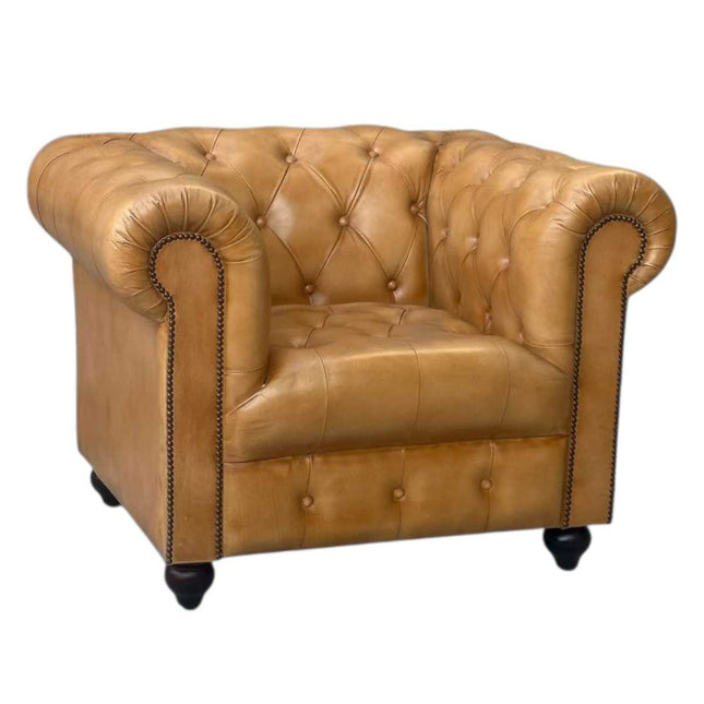 Oxford Chesterfield Leather Armchair ☆Tan