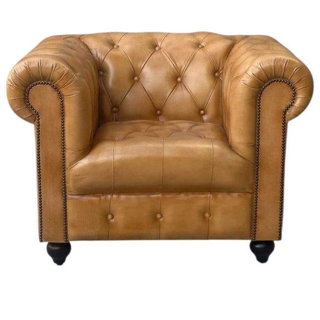 Oxford Chesterfield Leather Armchair ☆Tan