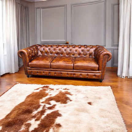 Worcester leather Chesterfield Sofa ☆ Walnut Brown