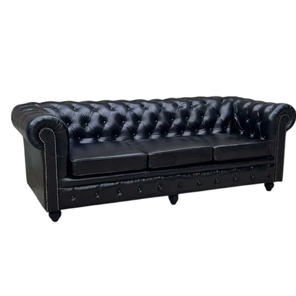 Worcester Leather Chesterfield Sofa ☆ Black