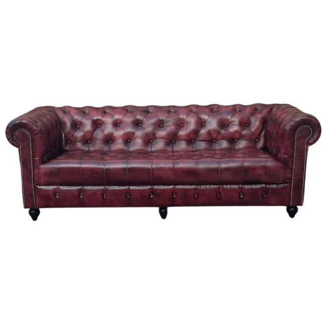 Oxford Leather Chesterfield Sofa ☆Maroon