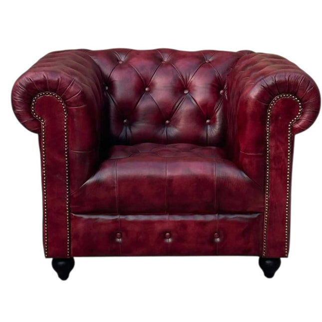 Oxford Leather Chesterfield Amrchair ☆ Maroon
