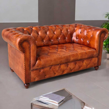 Oxford leather Chesterfield Sofa ☆Mahogany