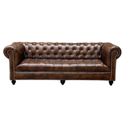 Oxford Leather Chesterfield Sofa ☆Cigar Brown
