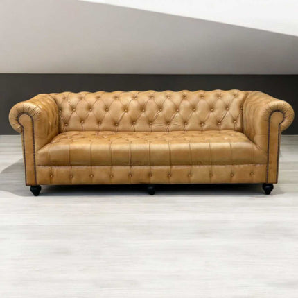 Oxford leather Chesterfield Sofa ☆Tan