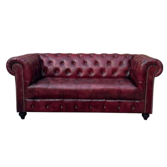 Oxford Leather Chesterfield Sofa ☆Maroon