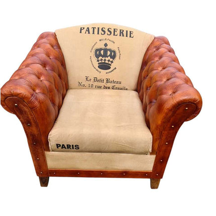 Paris Leather & Canvas Armchair