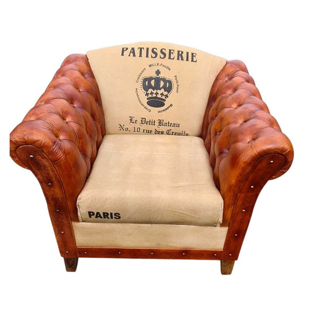 Paris Leather & Canvas Armchair