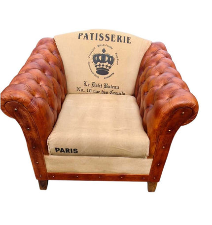 Paris Leather & Canvas Armchair