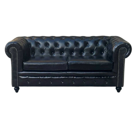 Worcester Leather Chesterfield Sofa ☆ Black