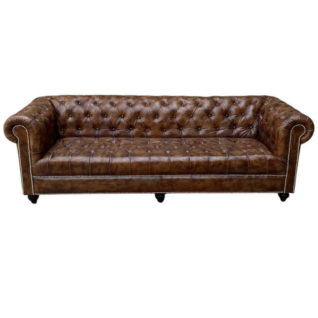 Oxford Leather Chesterfield Sofa ☆Cigar Brown