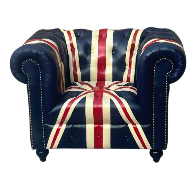 Union Jack Chesterfield Leather Armchair