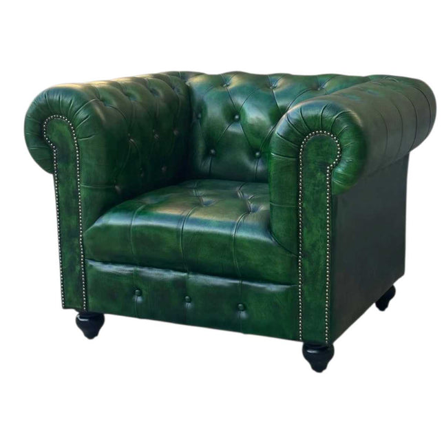 Oxford Chesterfield Leather Armchair ☆Green