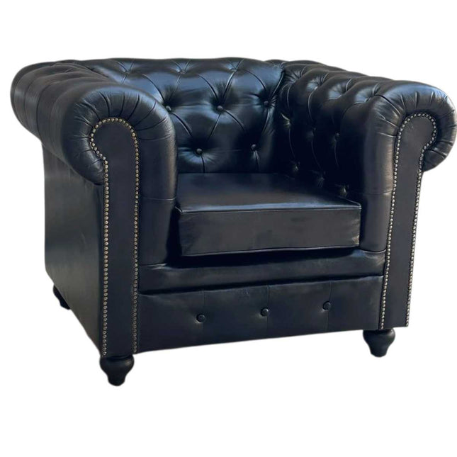Oxford Chesterfield leather Armchair ☆Black