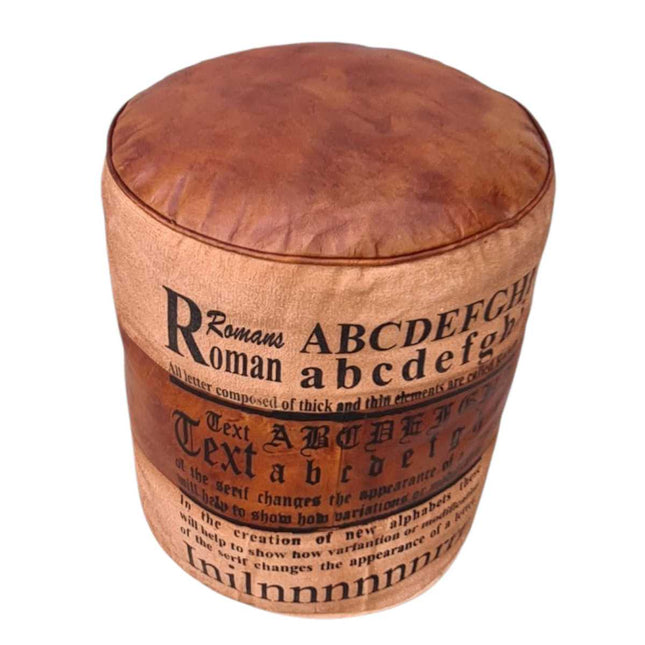Roman Leather & Canvas Pouffee