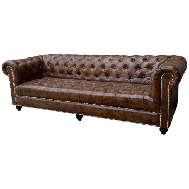 Oxford Leather Chesterfield Sofa ☆Cigar Brown